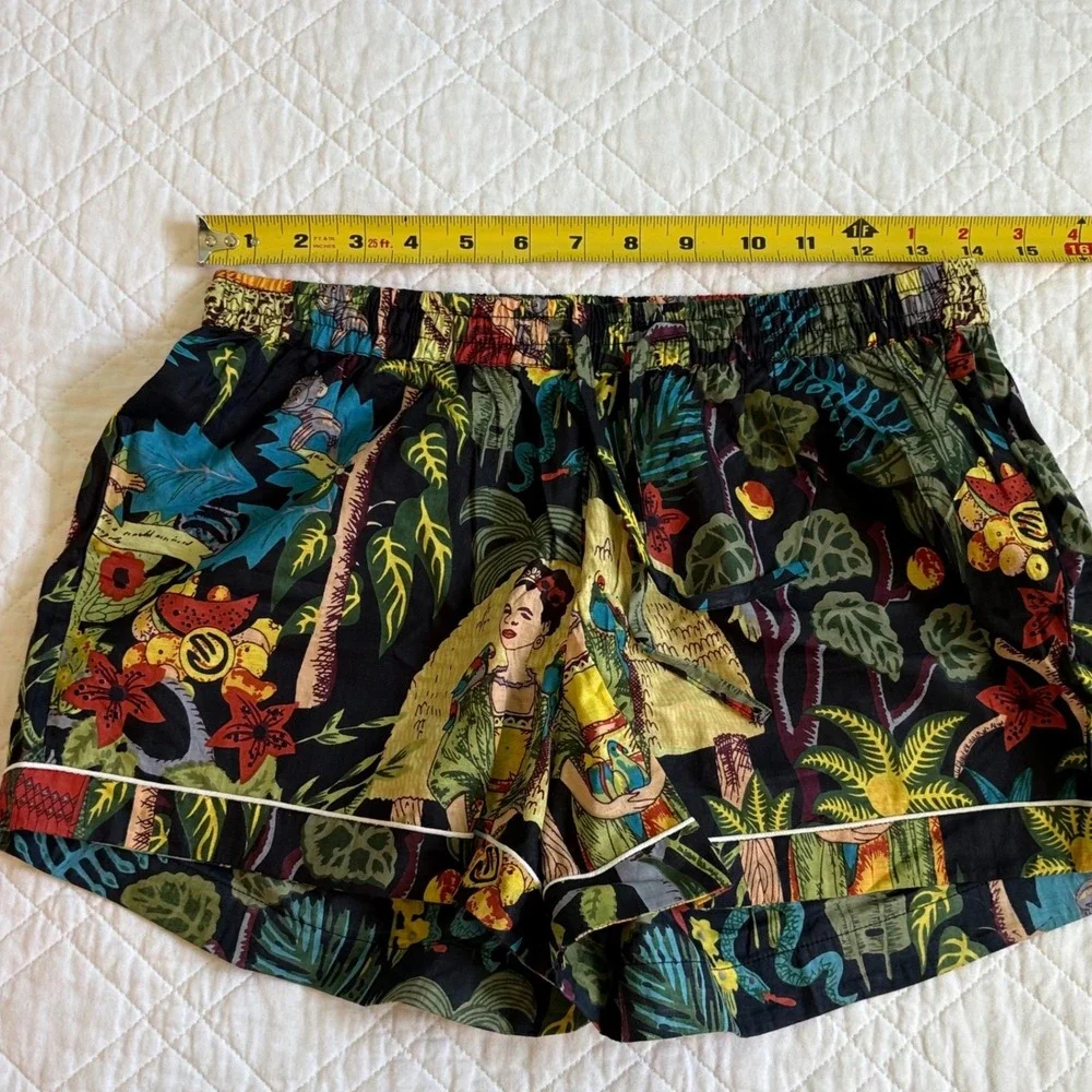 SLV Sur La Vague Frida Kahlo Tropical Jungle Cotton Pajama Set M/L Black Multi‎